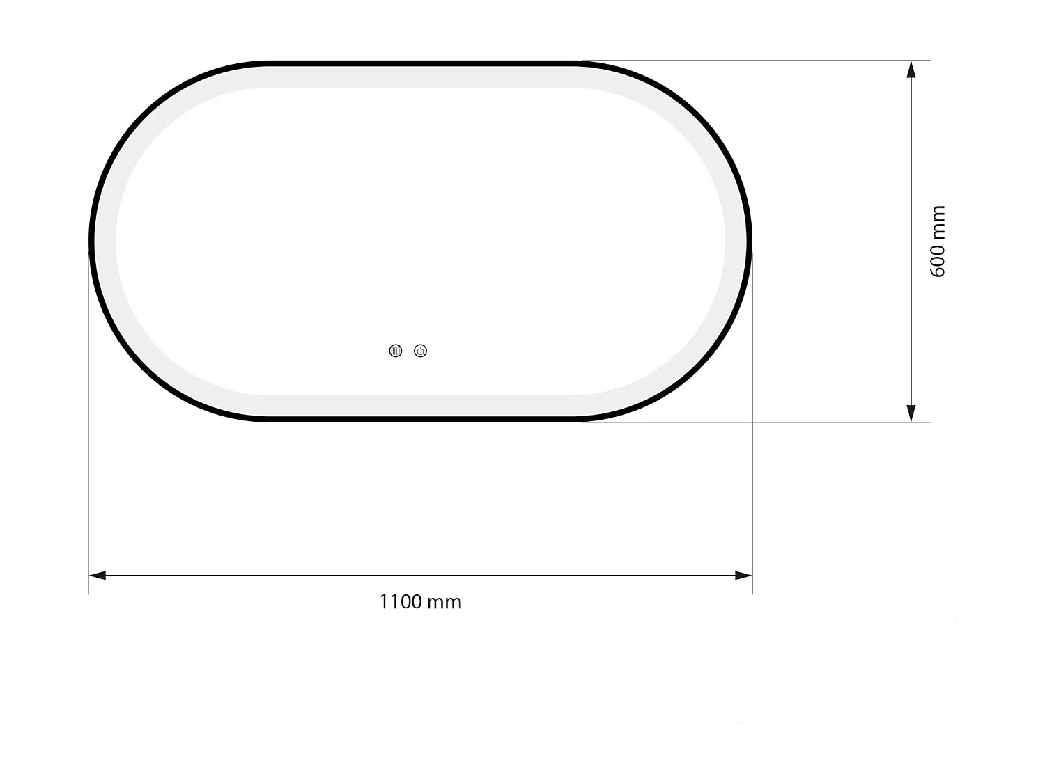 Miroir salle de bain LED ovale 110x60cm anti buée avec cadre en aluminium noir- LuxuryBain