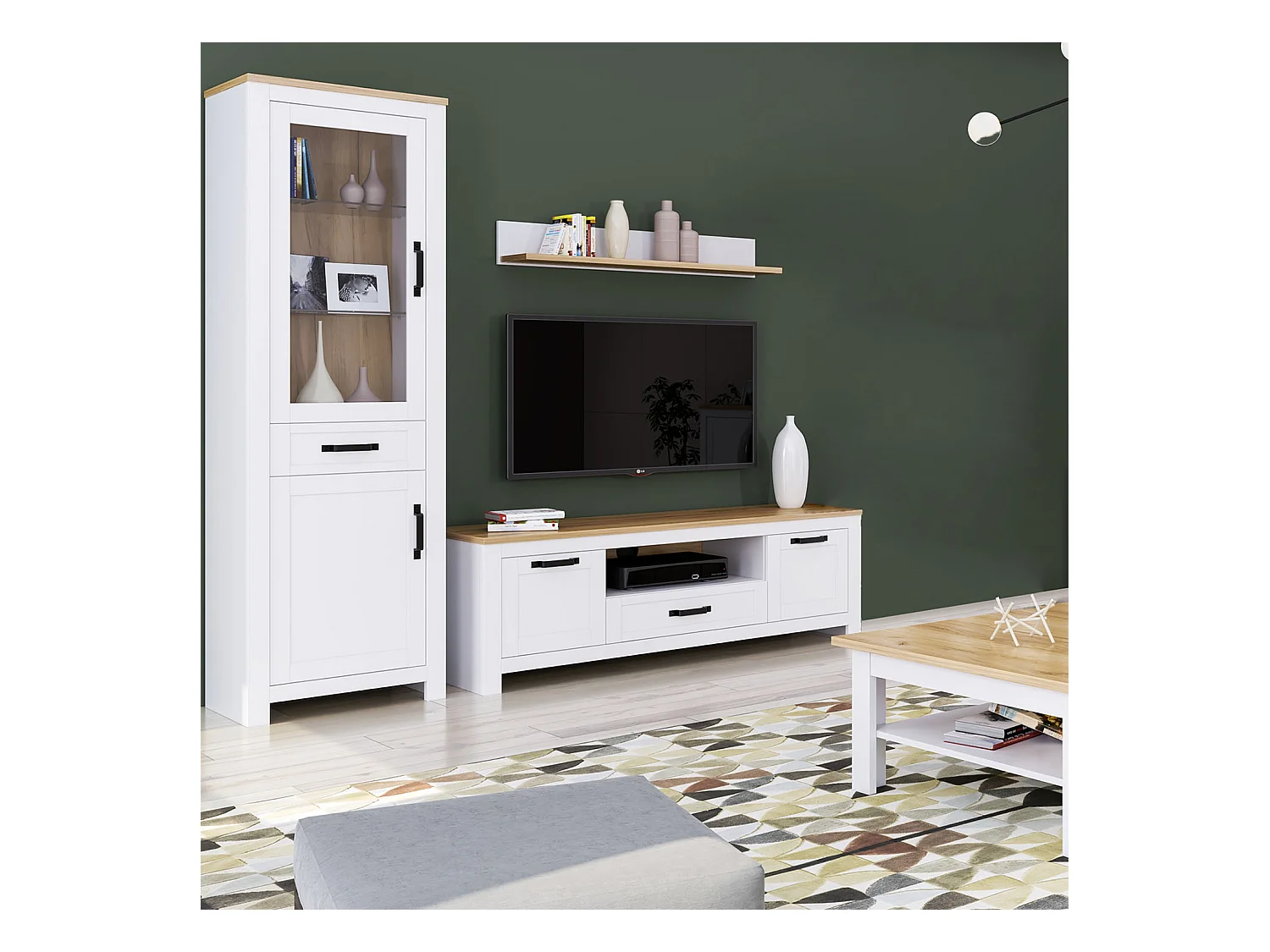 Highboard 64x199,5x41 cm weiße Eiche