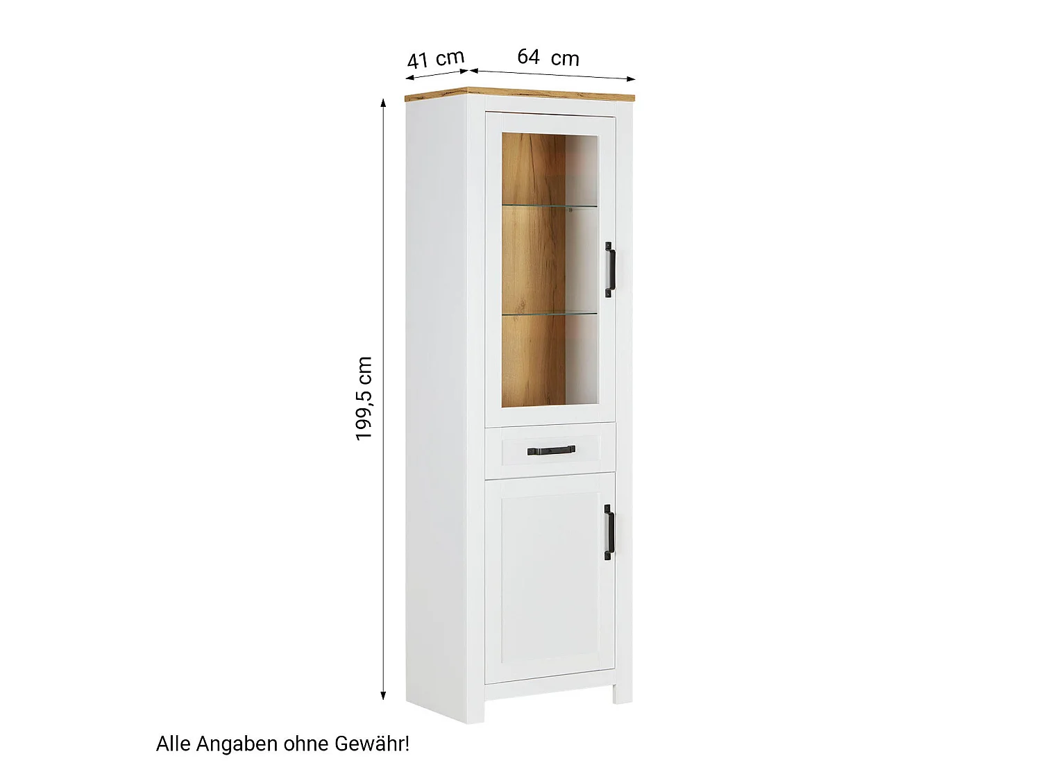 Highboard Skab, Home, 64x199,5x41 cm, Hvid, Brun