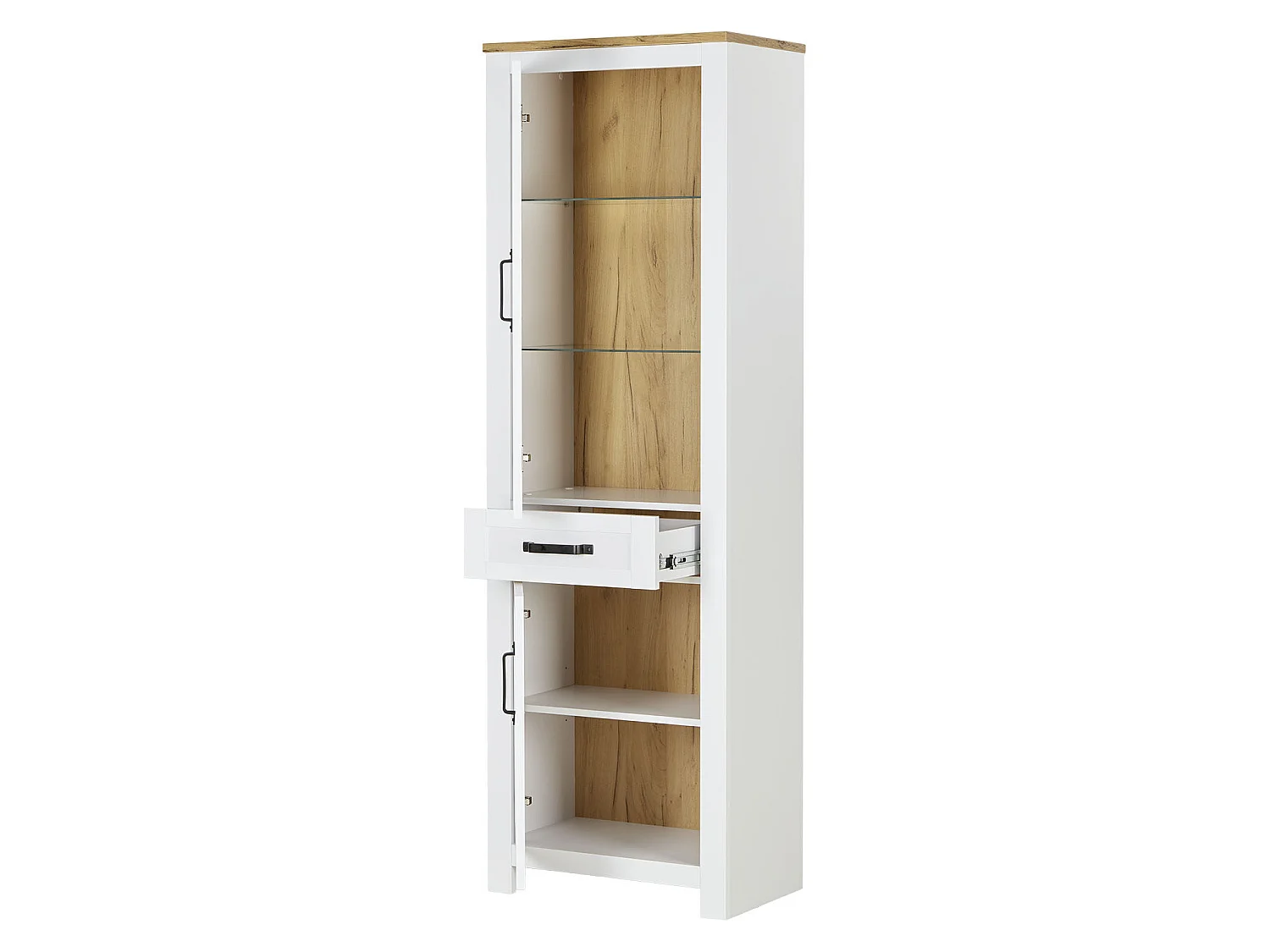 Highboard Skab, Home, 64x199,5x41 cm, Hvid, Brun