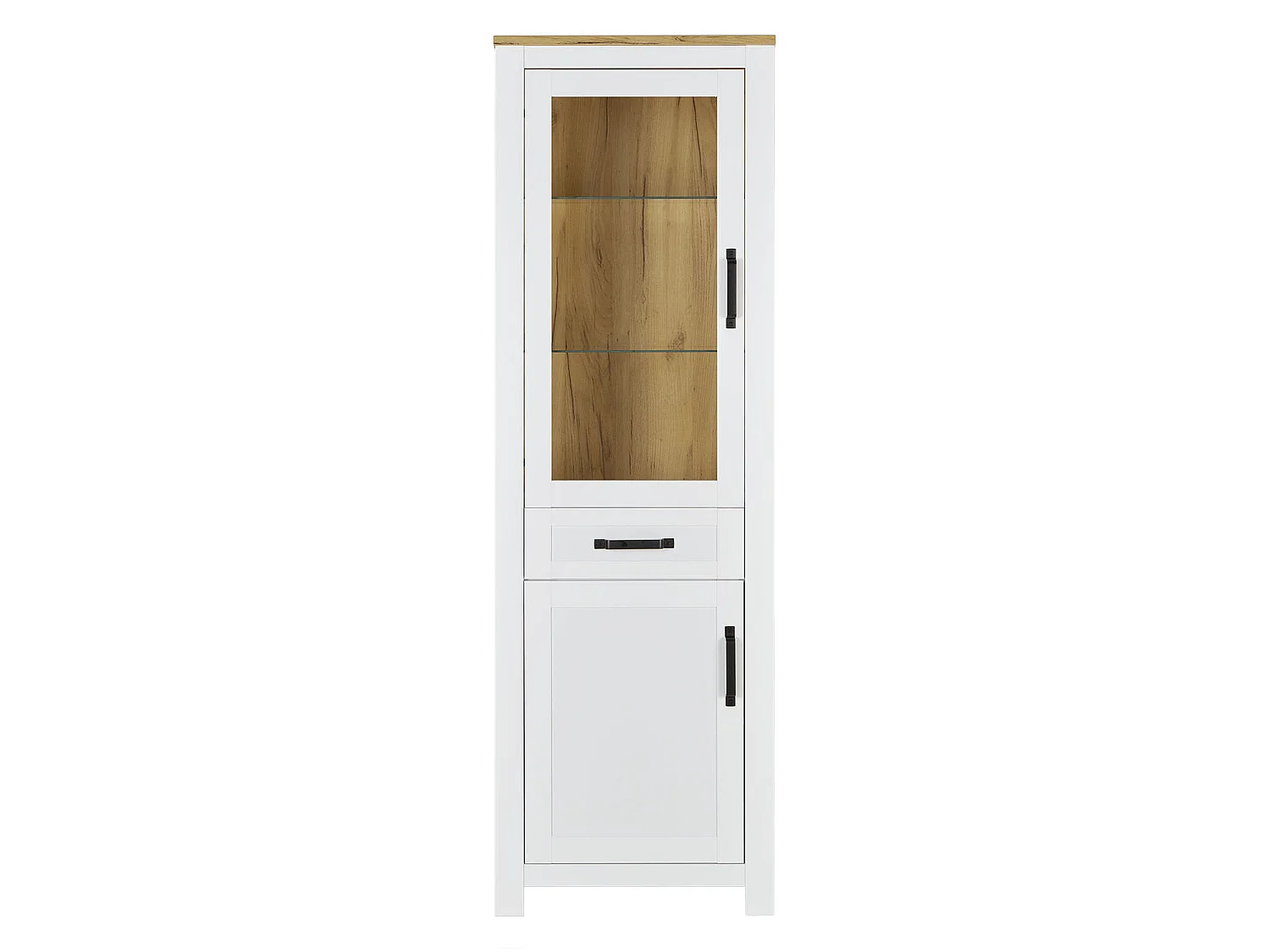 Highboard Skab, Home, 64x199,5x41 cm, Hvid, Brun