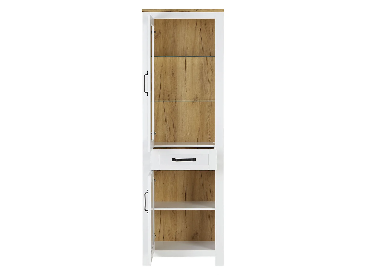 Highboard Skab, Home, 64x199,5x41 cm, Hvid, Brun