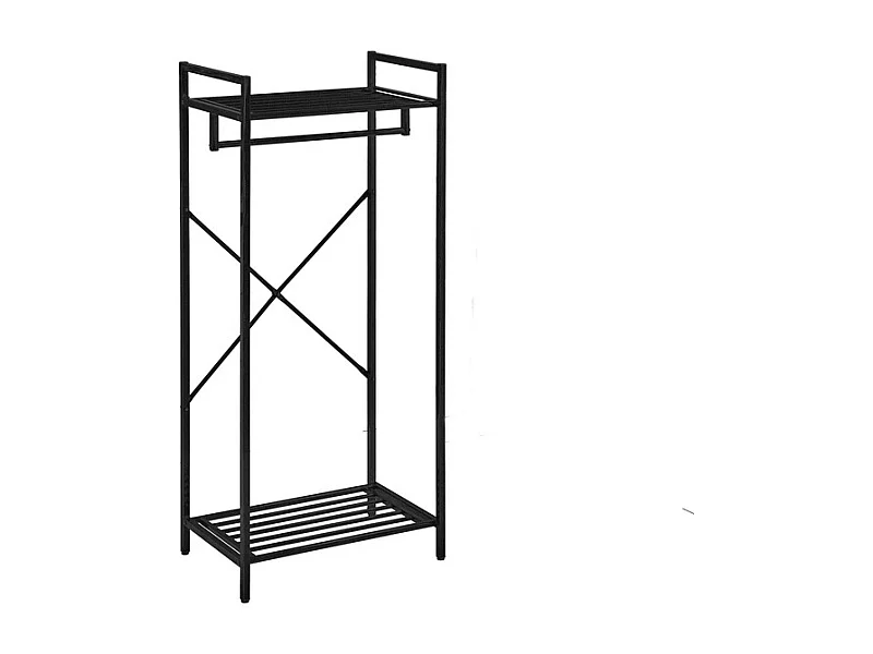 Estantería Metálica de 2 Niveles para Almacenamiento | Organizador Vertical Multifuncional - Color Negro - 141x64x40 cm - Buyqualia