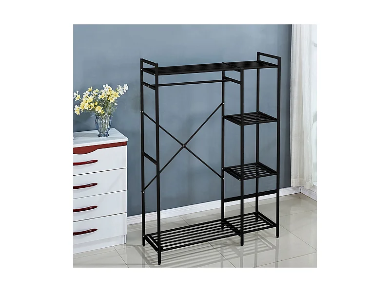 Estantería Metálica de Almacenamiento con 5 Niveles | Organizador Vertical Multifuncional con Balda Lateral - Buyqualia