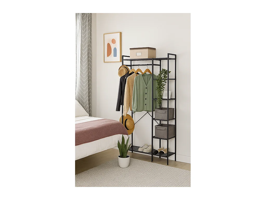 Estantería Metálica de Almacenamiento con 5 Niveles | Organizador Vertical Multifuncional con Balda Lateral - Buyqualia