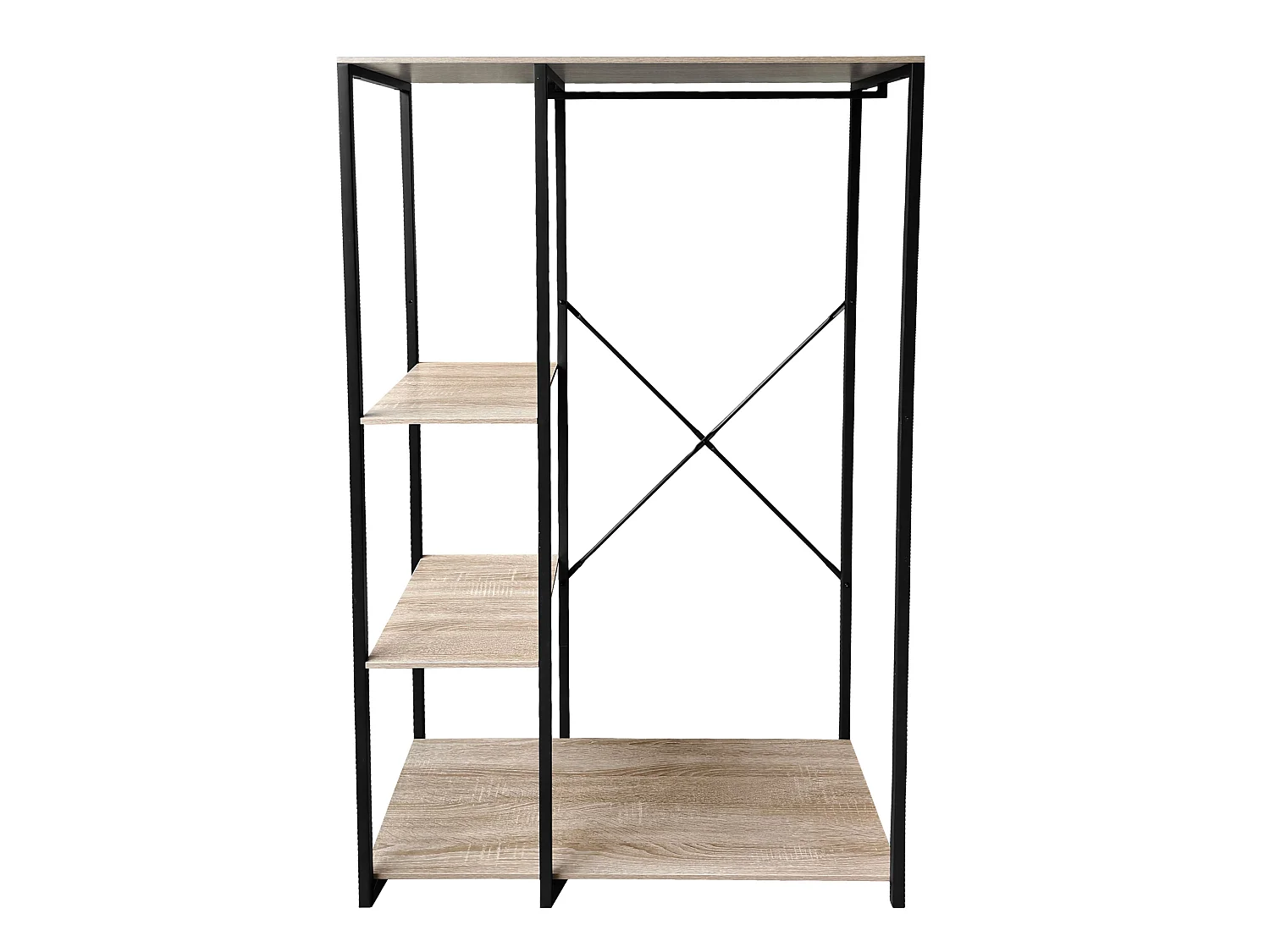 Armario Abierto Estilo Industrial con Barra y Baldas - 167x90x41cm