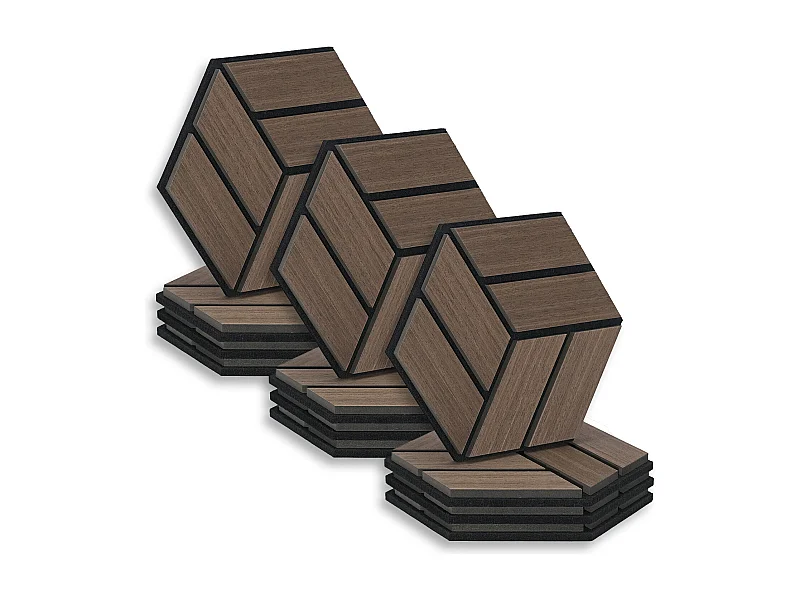 Akustikpaneele 30x26 cm Braun Sechseck Wabenstruktur