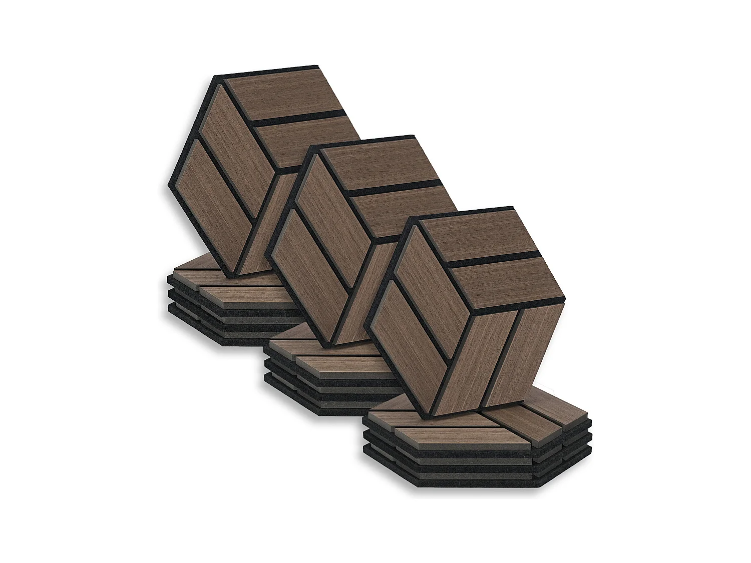 Panneaux Acoustiques 30x26 cm Marron Hexagone en Nid d'Abeille