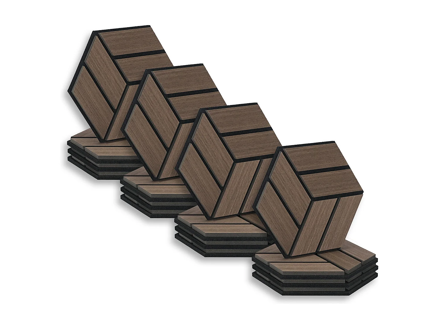 Akustikplatten 30x26 cm Braun Sechseck Wabenstruktur