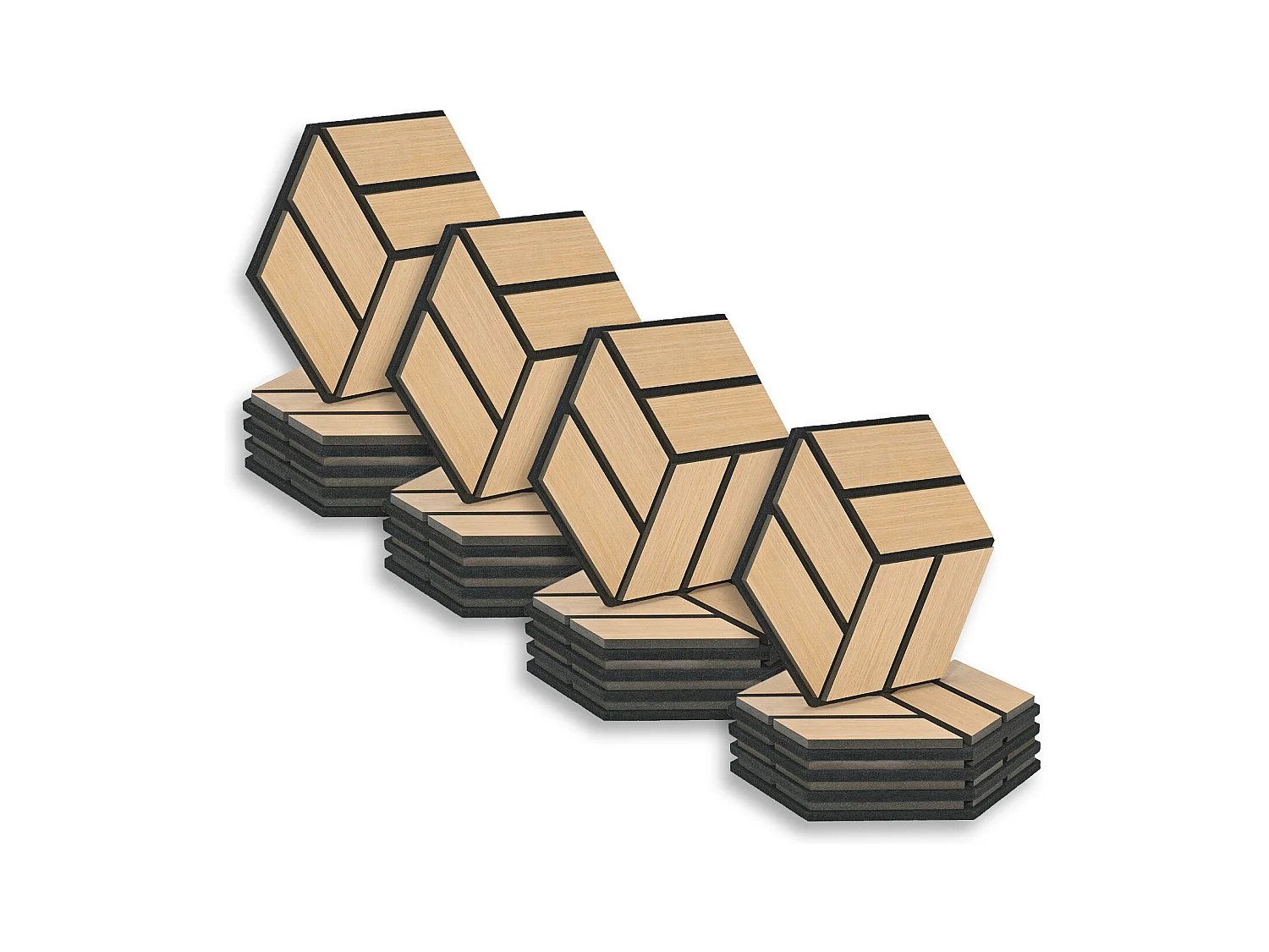 Akoestische panelen 30x26 cm Eiken 20-delige set 3D