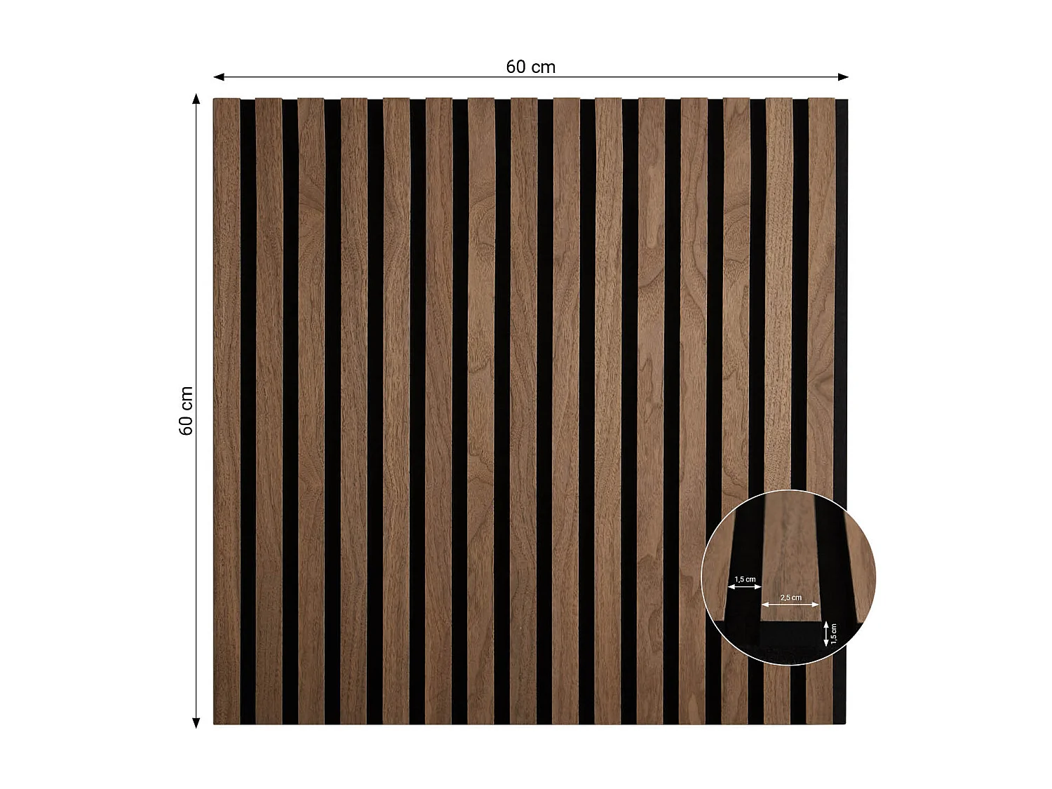 Wandpaneel 60x60x2,5 cm Braun