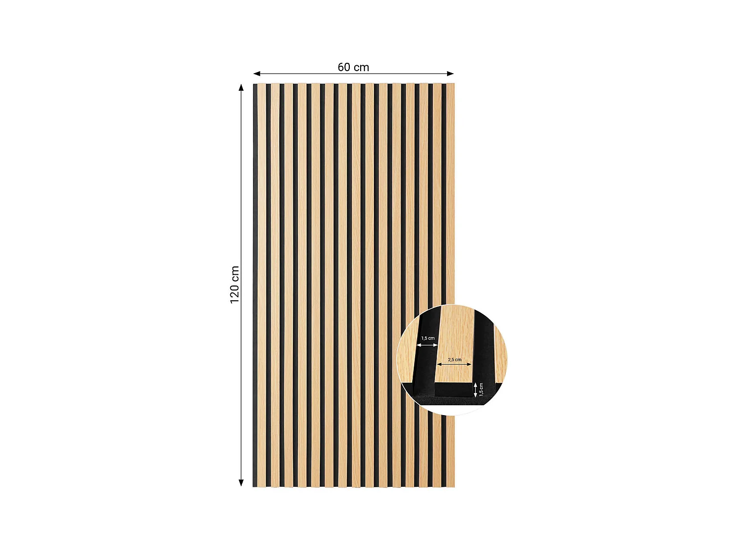 Wandpaneel 60x120x2,5 cm Natuurlijk