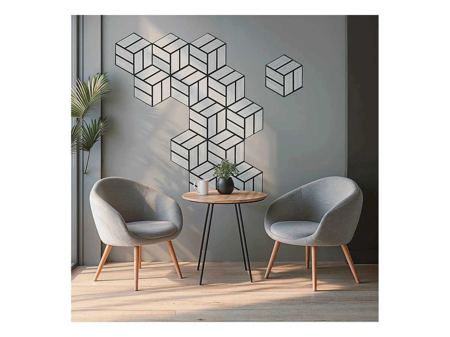 Akoestische panelen 30x26 cm Grijs 5-delige set 3D