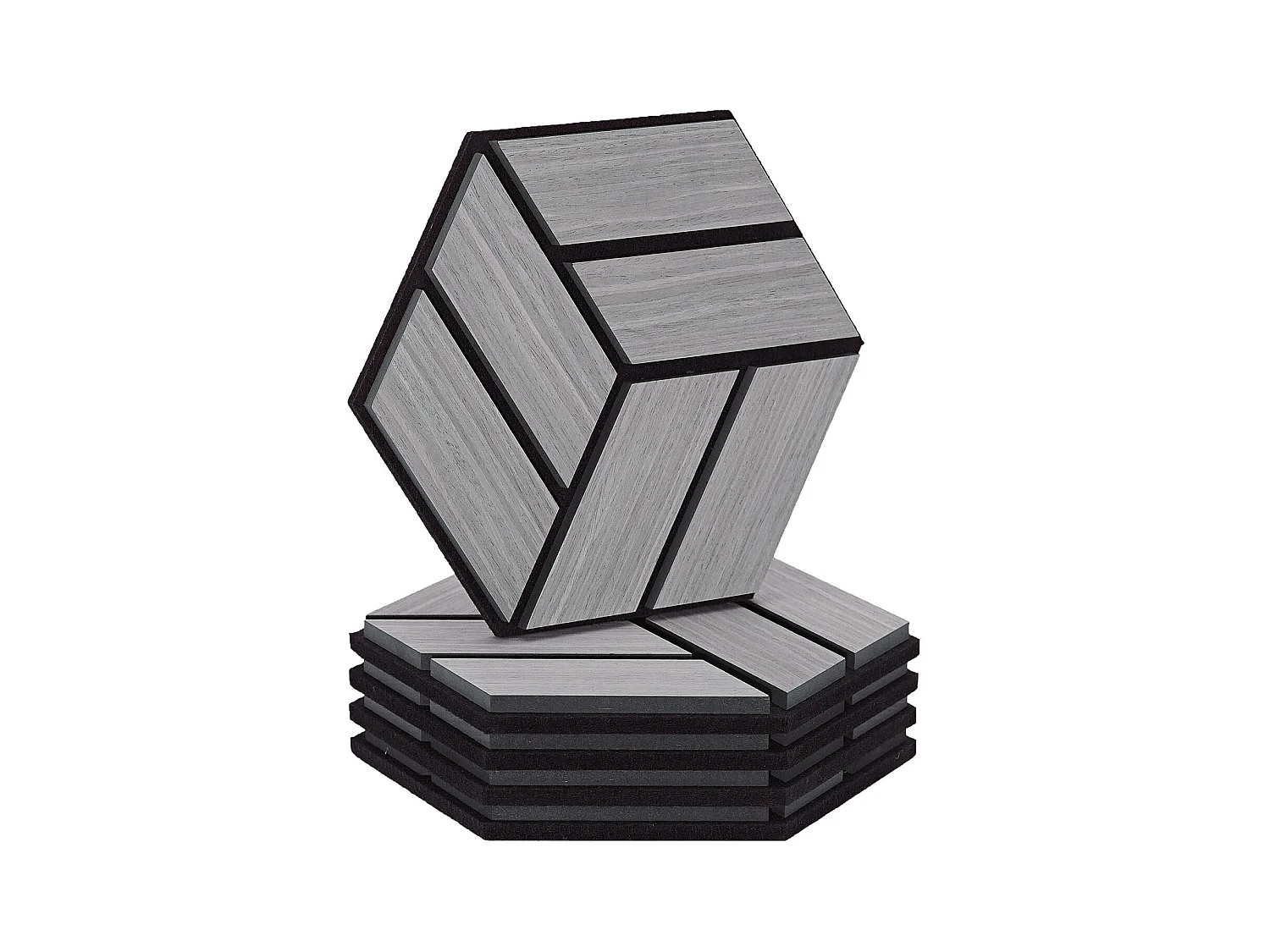 Akustikpaneele 30x26 cm Grau 5-teiliges Set 3D