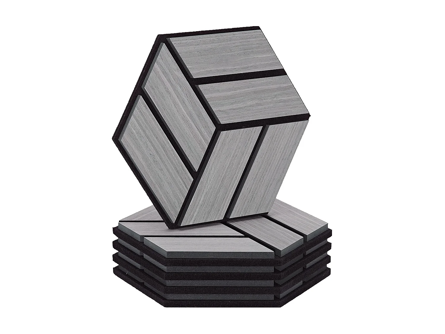 Akustikpaneele 30x26 cm Grau 5-teiliges Set 3D