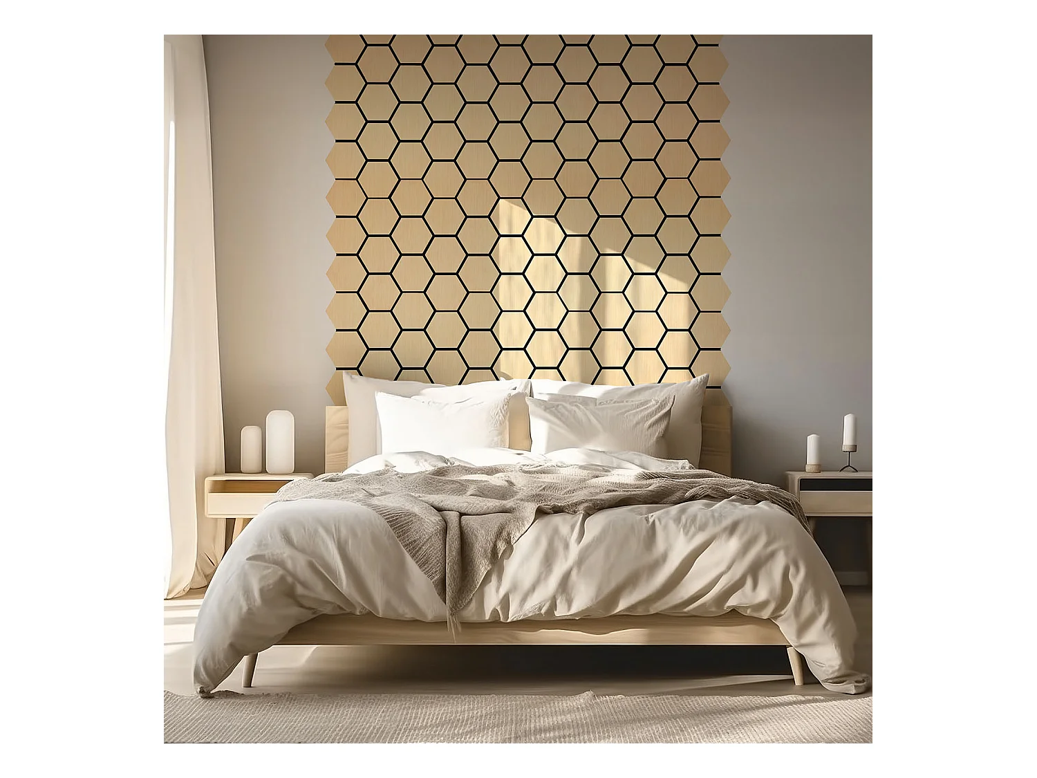 Panneaux muraux 62x76 cm Hexagone Naturel