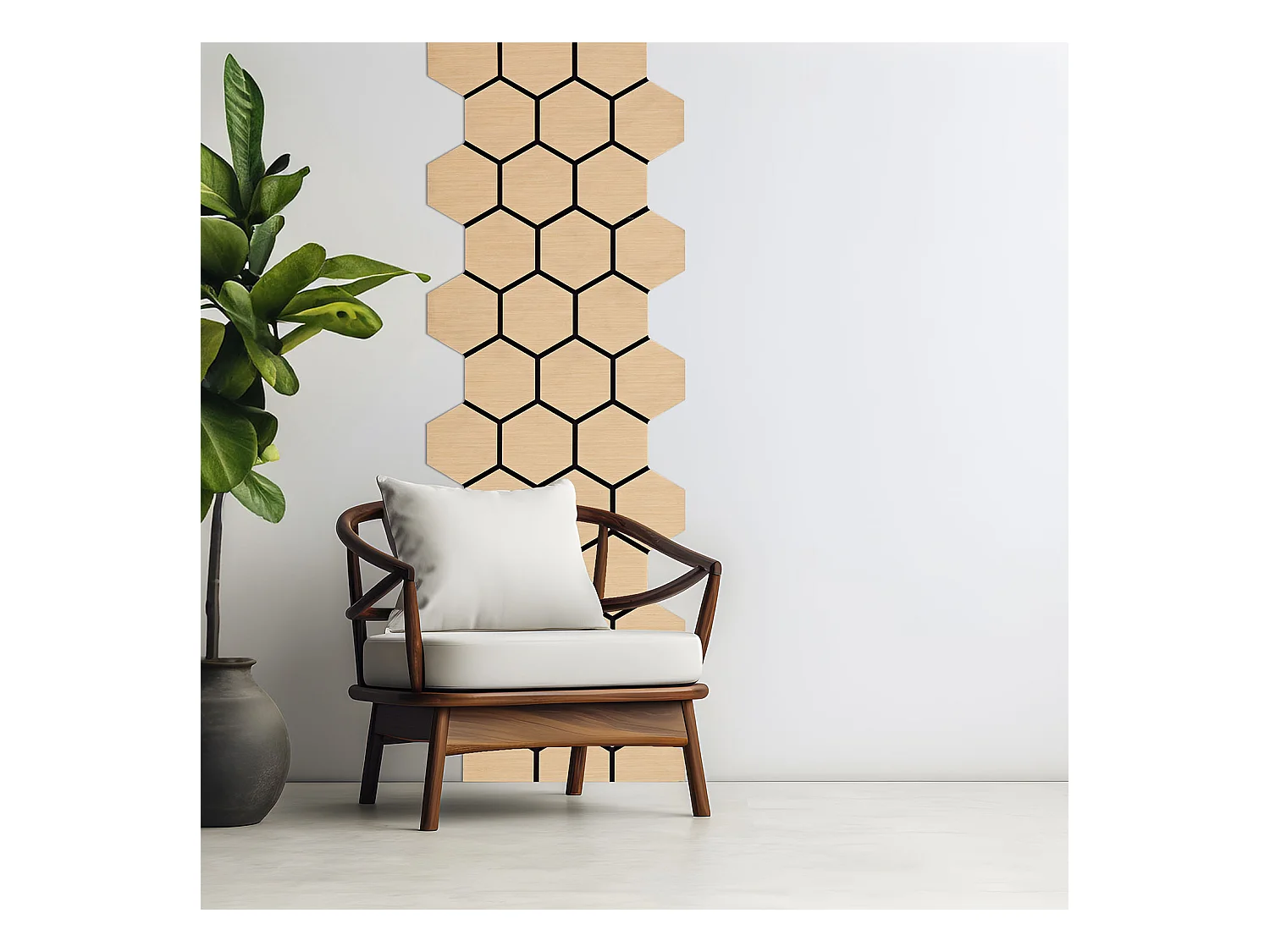 Panneaux muraux 62x76 cm Hexagone Naturel