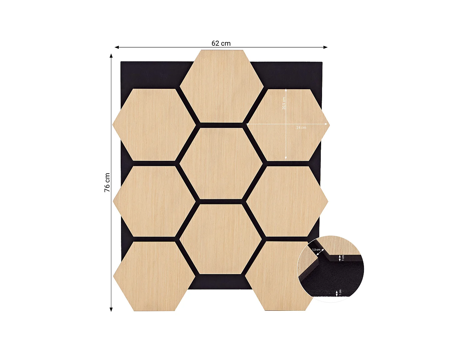 Panneaux muraux 62x76 cm Hexagone Naturel