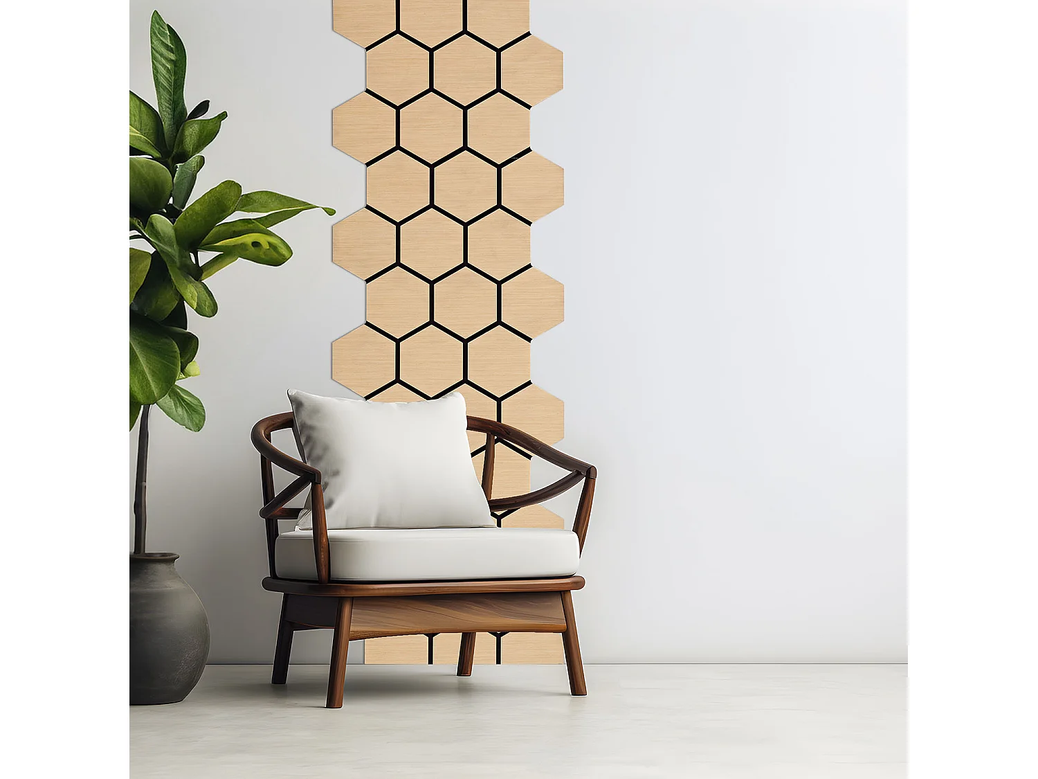 Wandpaneele 62x76 cm Natur Hexagon
