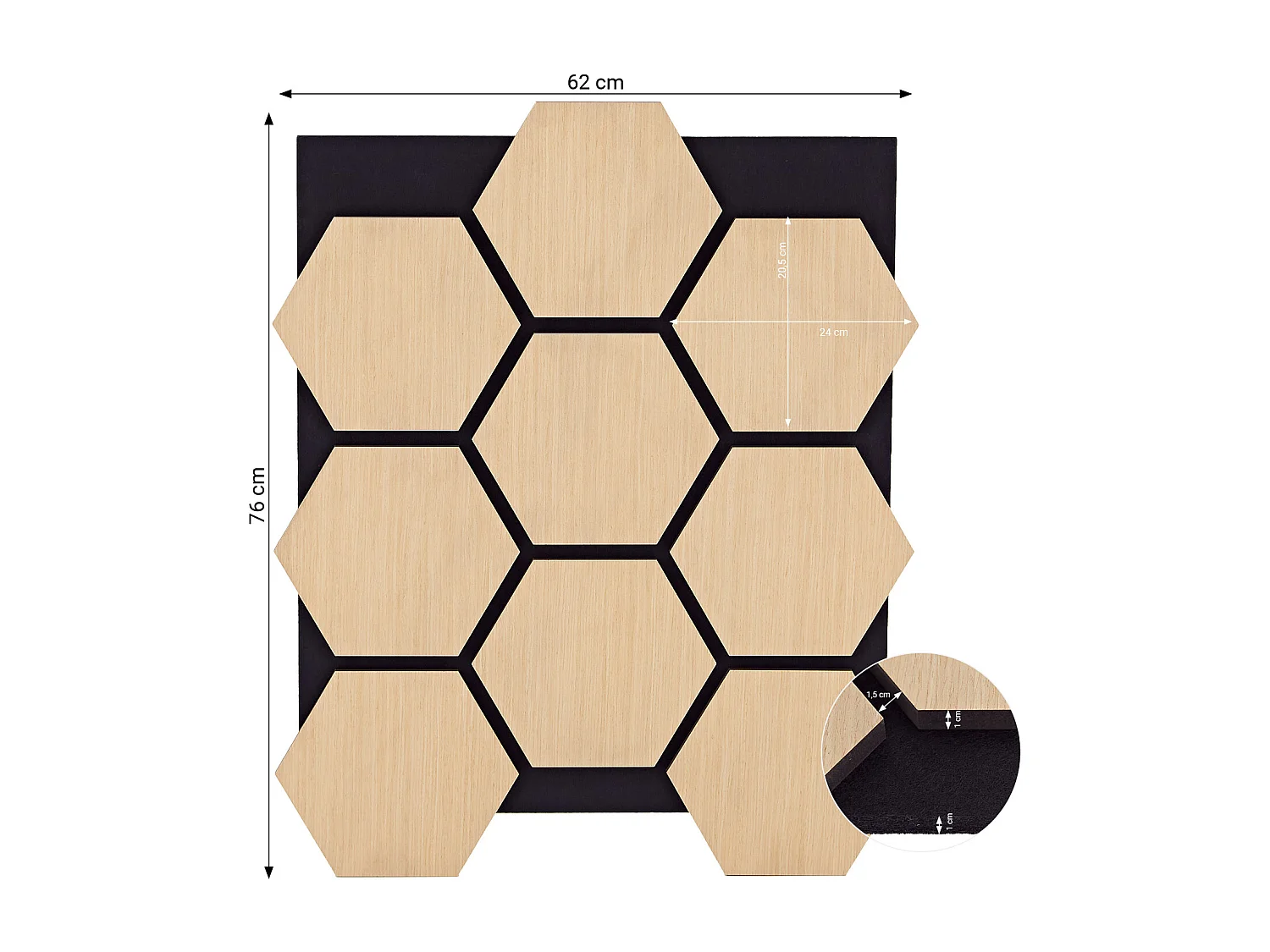 Wandpaneele 62x76 cm Natur Hexagon