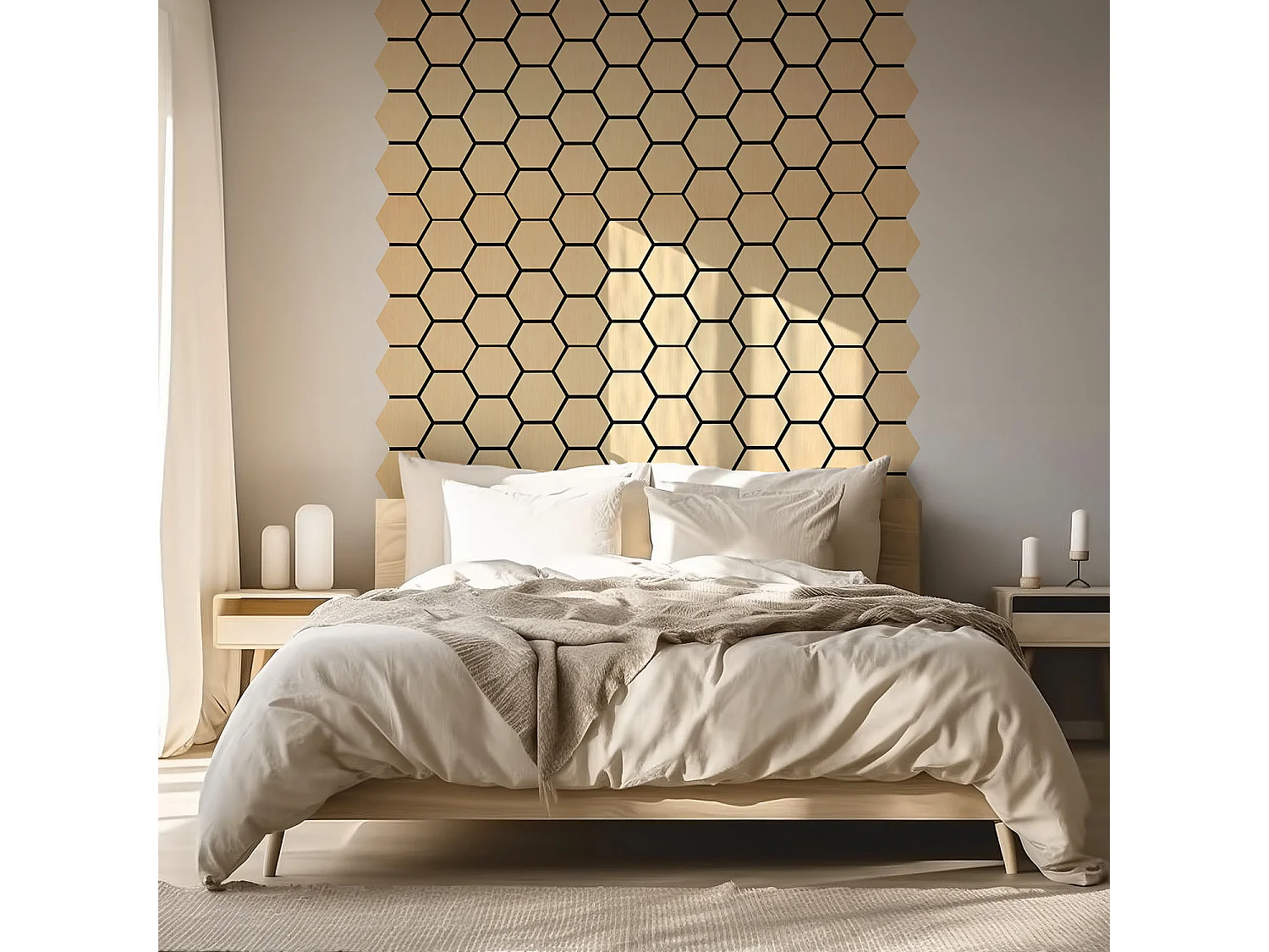 Panneaux muraux 62x76 cm Hexagone Naturel