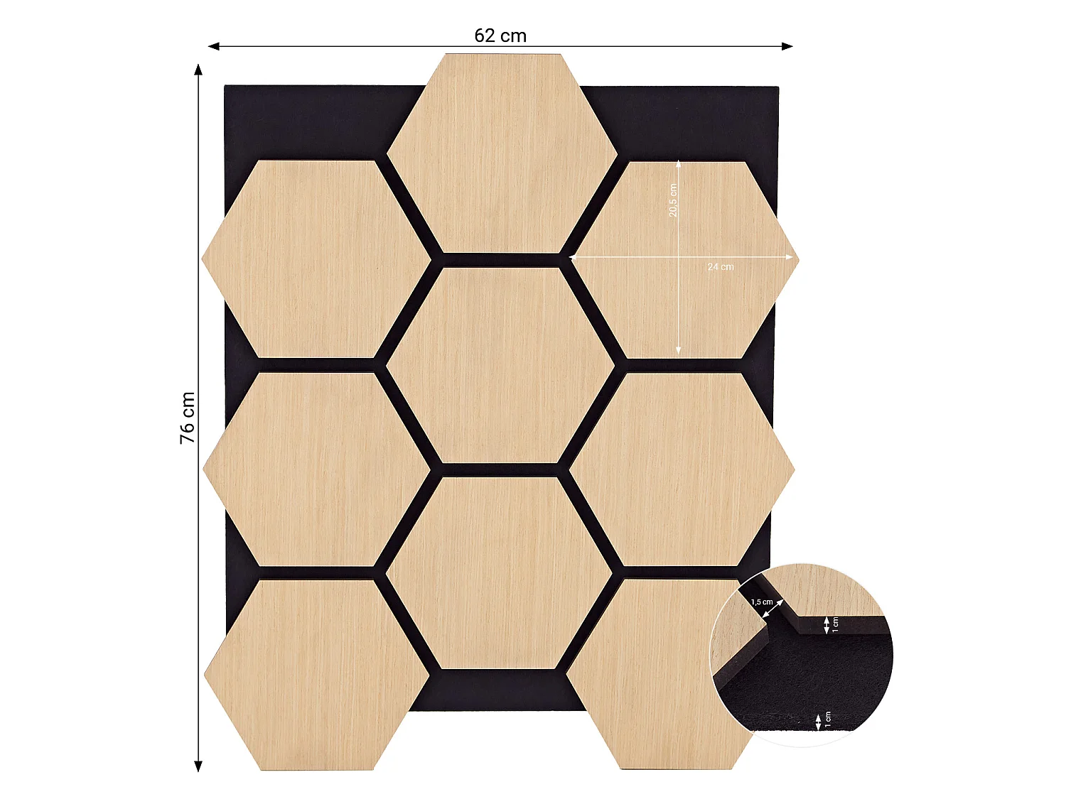 Panneaux muraux 62x76 cm Hexagone Naturel
