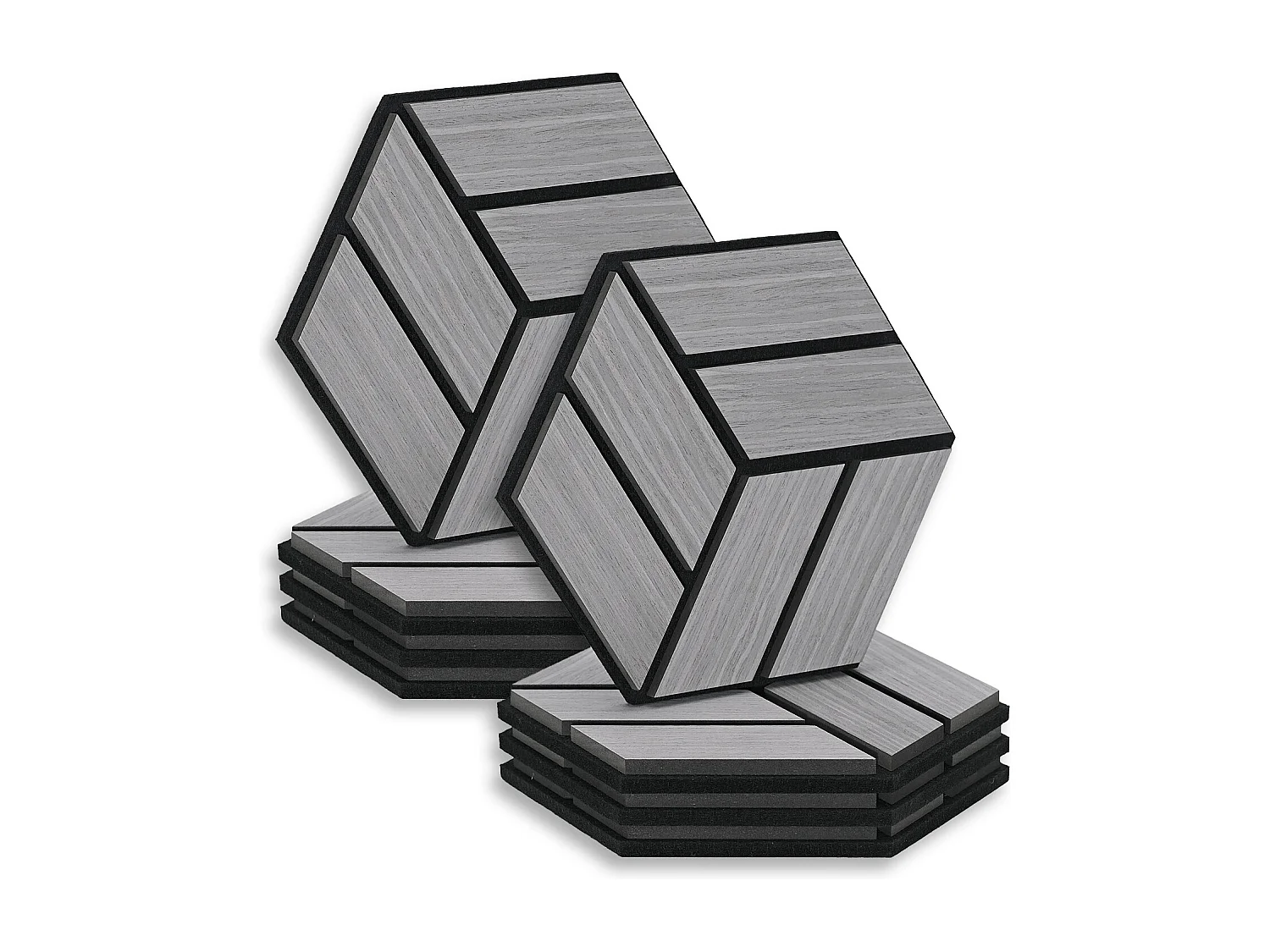 Akustikpaneele 30x26 cm Grau Sechseck Wabenmuster