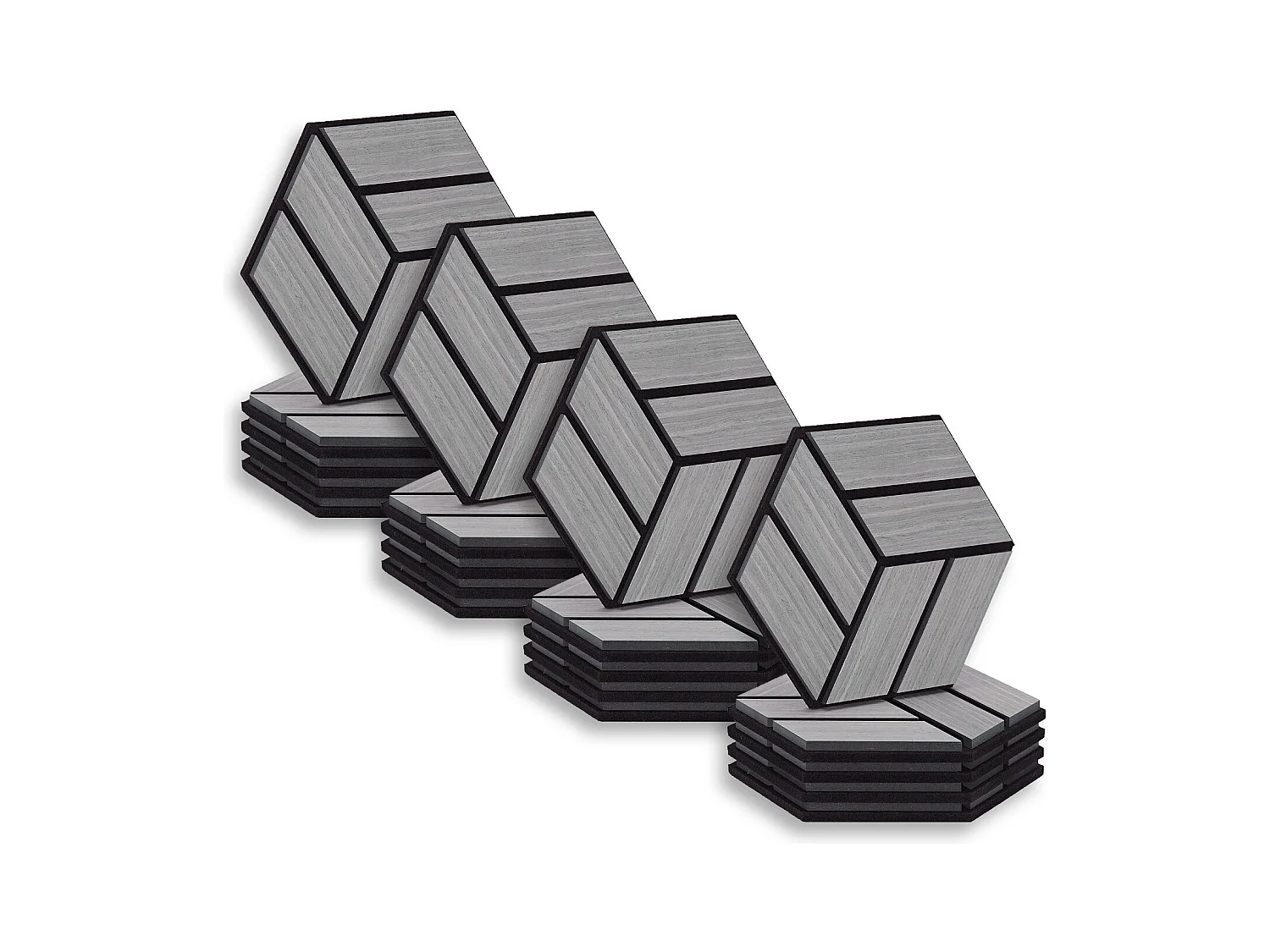 Akoestische panelen 30x26 cm Grijs 20-delige set 3D