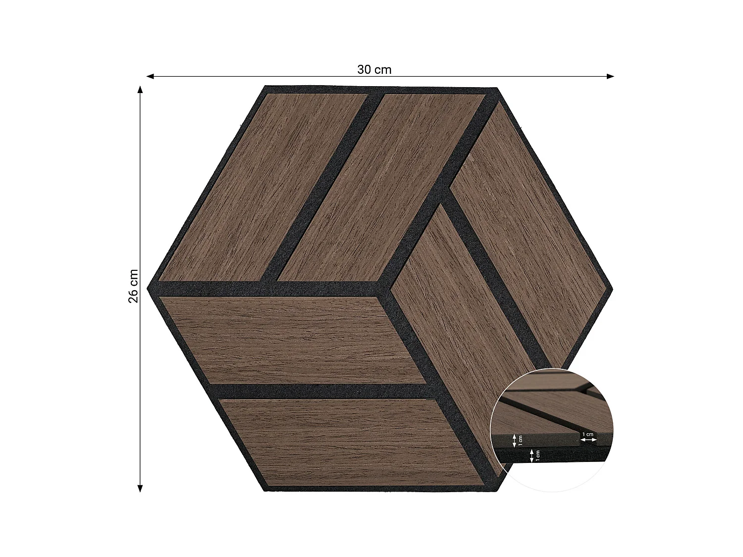 Akoestische panelen 30x26 cm Bruin Zeshoekige Honingraat