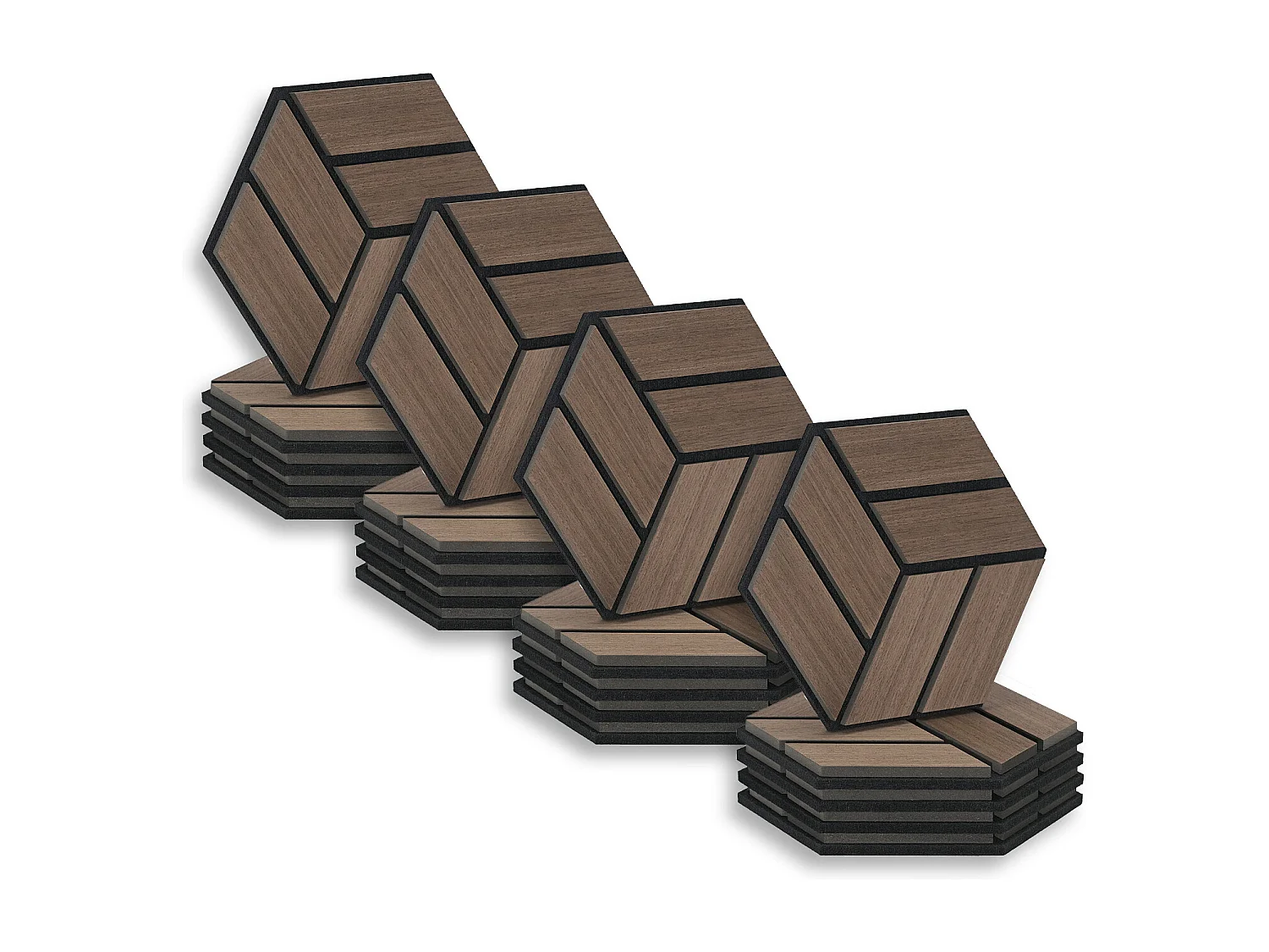 Akustikpaneele 30x26 cm Braun Sechseck Wabenstruktur