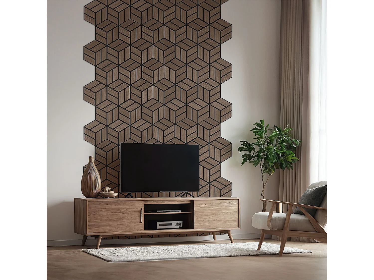 Panneaux Acoustiques 30x26 cm Hexagone Marron en Nid d'Abeille