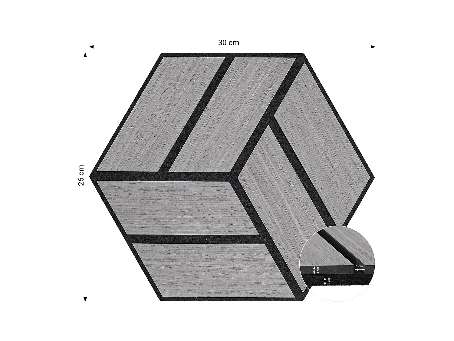Akoestische panelen 30x26 cm Grijs Zeshoekige honingraat