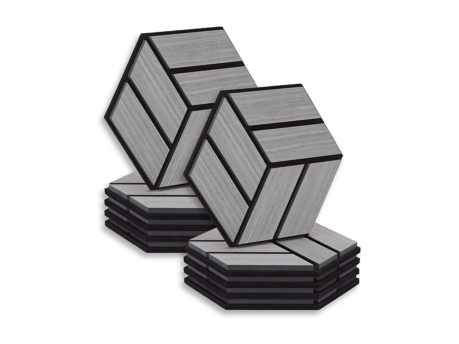 Akustikpaneele 30x26 cm Grau Sechseck Wabenstruktur