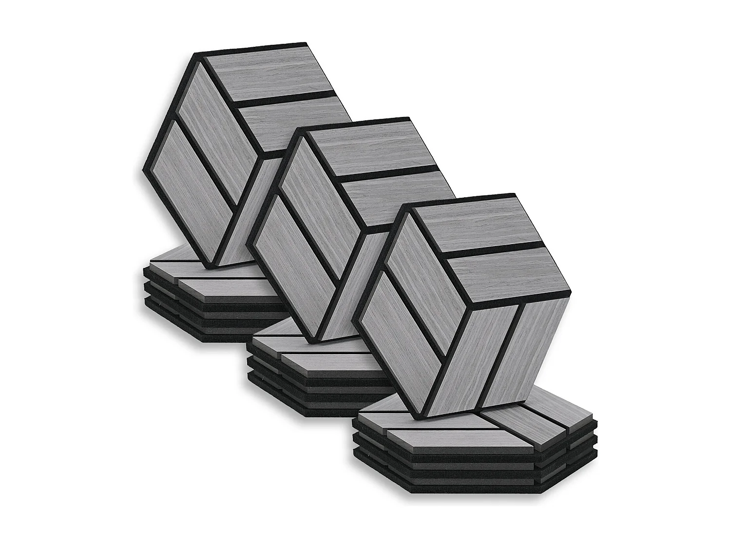 Akustikpaneele 30x26 cm Grau Sechseck Wabenstruktur