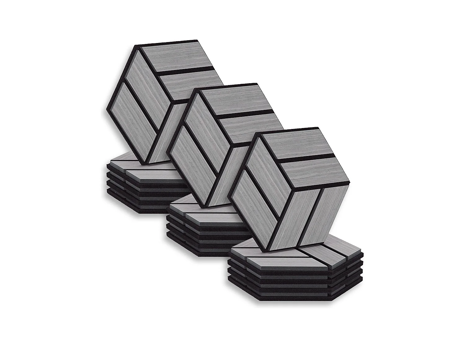 Akustikpaneele 30x26 cm Grau Sechseck Wabendesign