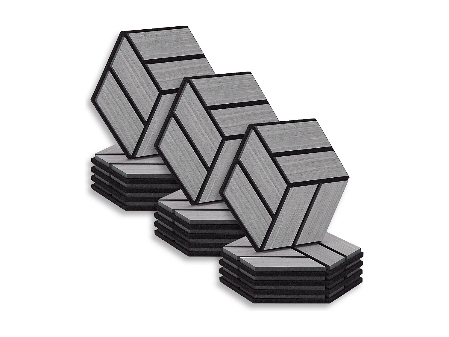 Akustikpaneele 30x26 cm Grau Sechseck Wabendesign