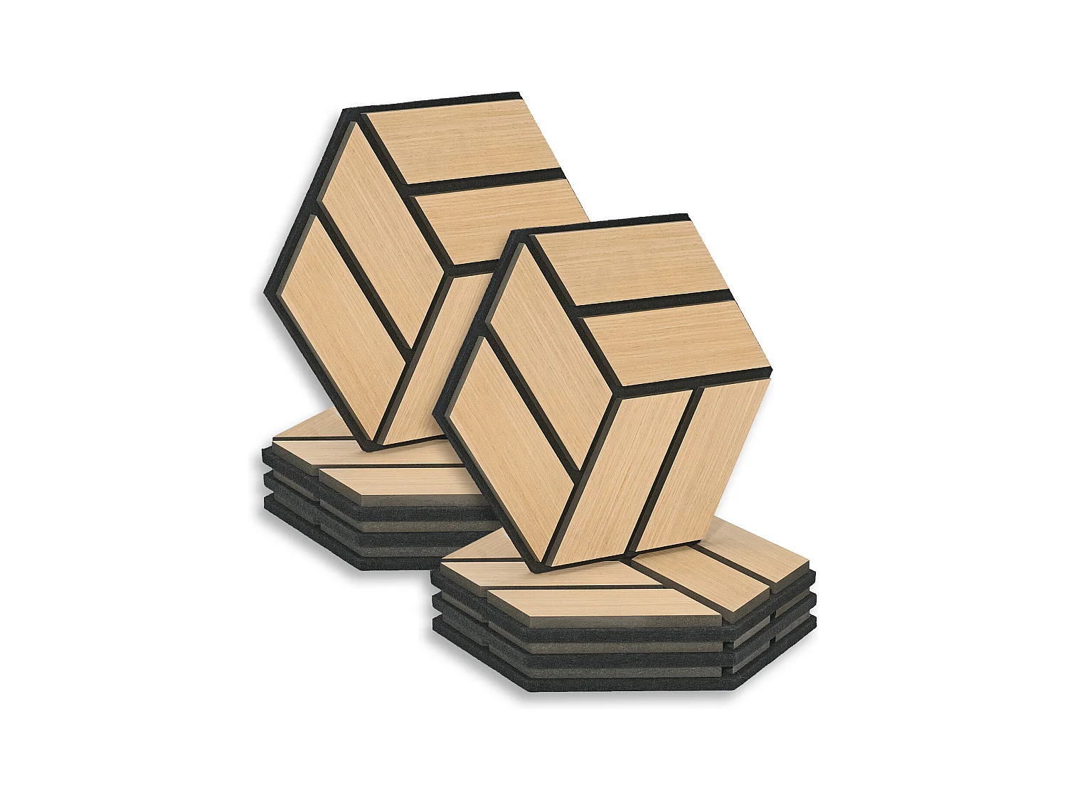 Akustikpaneele 30x26 cm Natur Eiche Hexagon Wabenstruktur