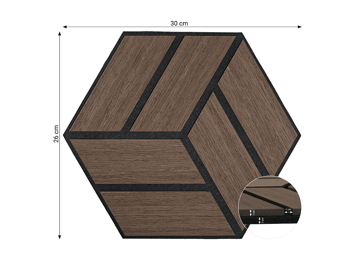 Panneaux Acoustiques 30x26 cm Hexagone Marron en Nid d'abeille