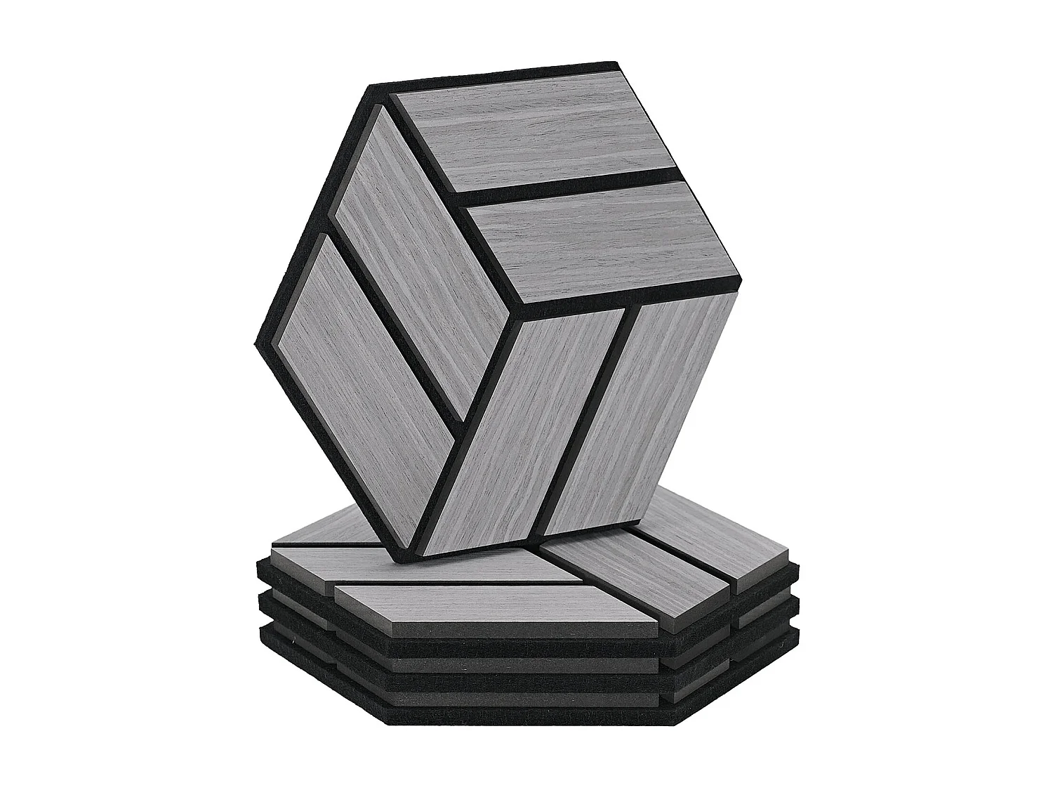 Akustikpaneele 30x26 cm Grau Sechseck Wabenstruktur