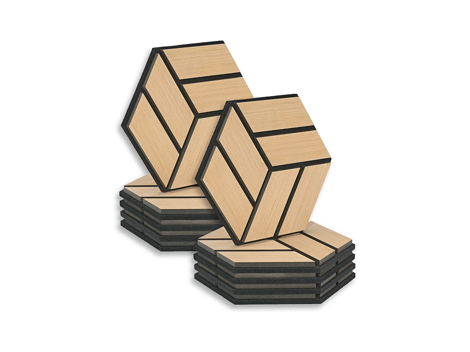 Akoestische panelen 30x26 cm Eiken Hexagon Honingraat 10-delige set 3D