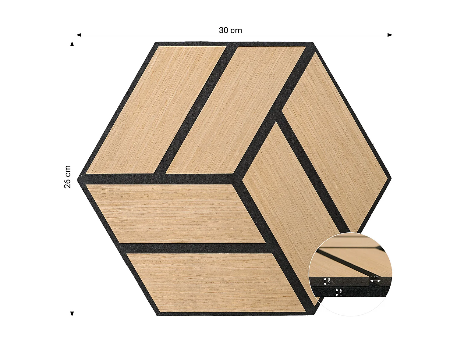Akustikpaneele 30x26 cm Eiche Hexagon Waben 10-teiliges Set 3D