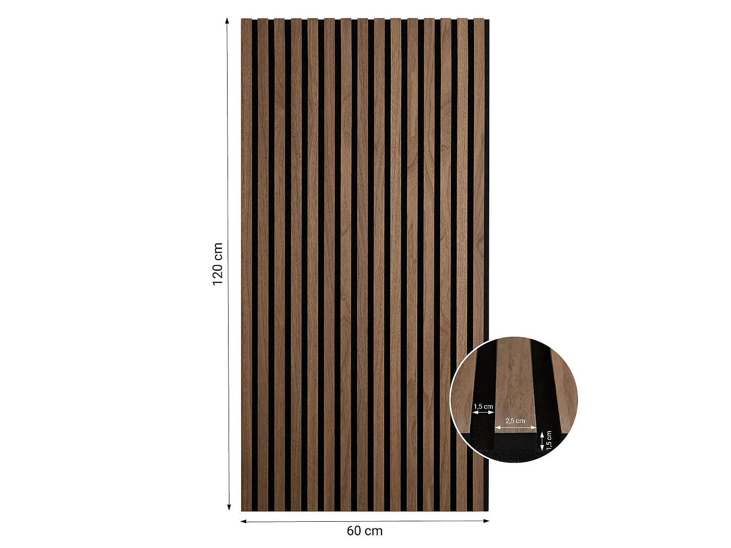Panneau mural 60x120x2,5 cm Marron