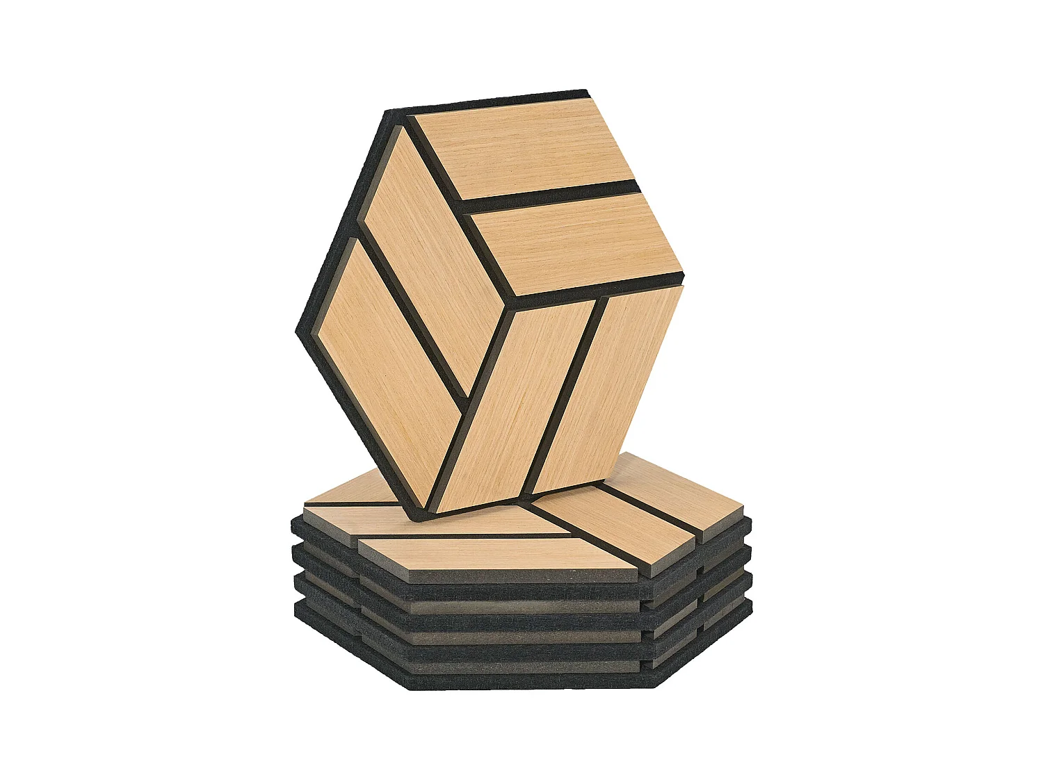 Akustikpaneele 30x26 cm Eiche Hexagon Wabenstruktur