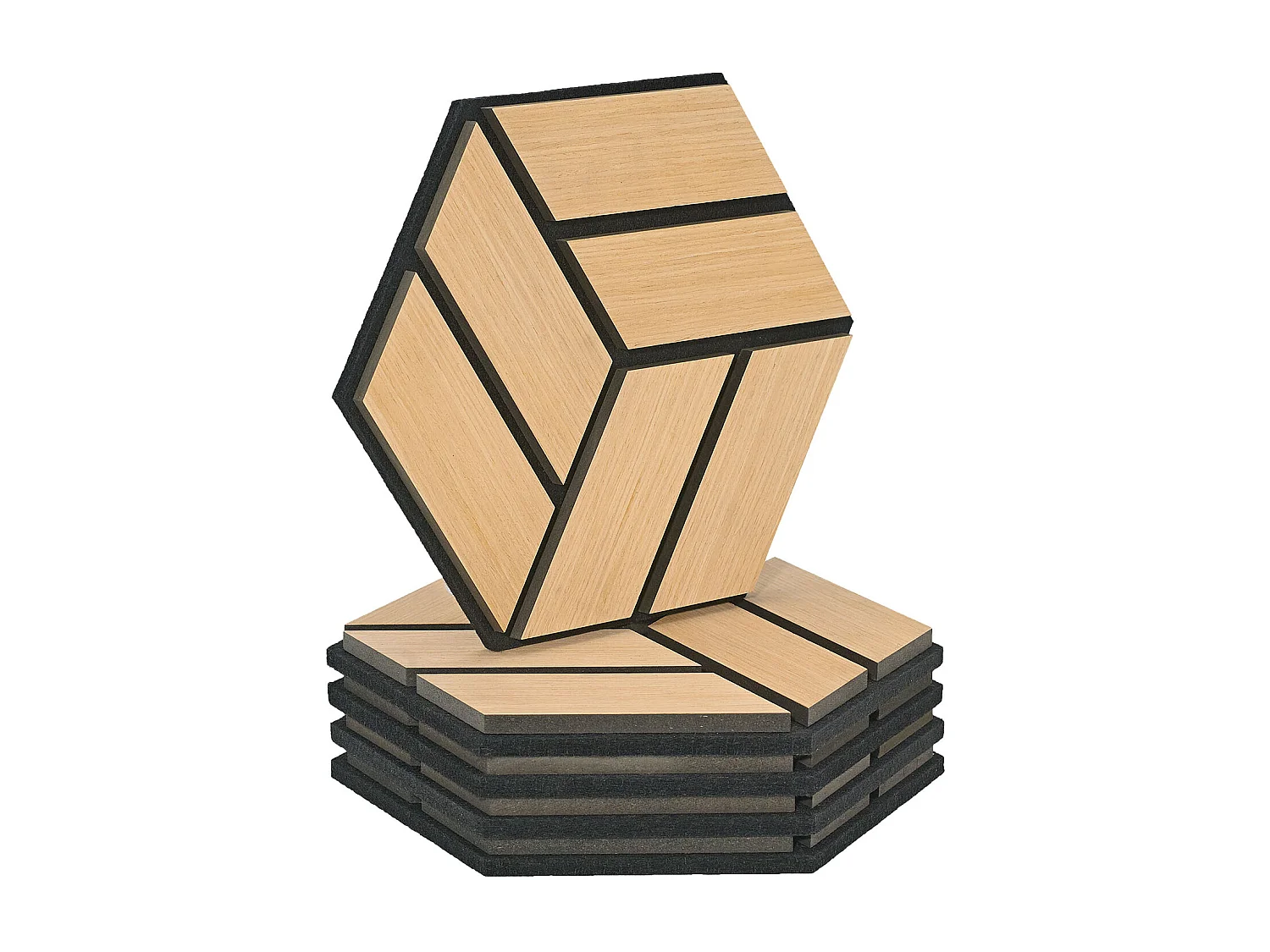 Akustikpaneele 30x26 cm Eiche Hexagon Wabenstruktur