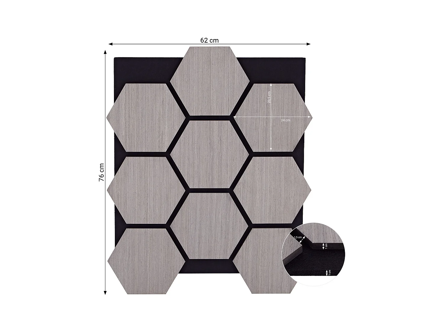 Wandpaneele 62x76x2 cm grau