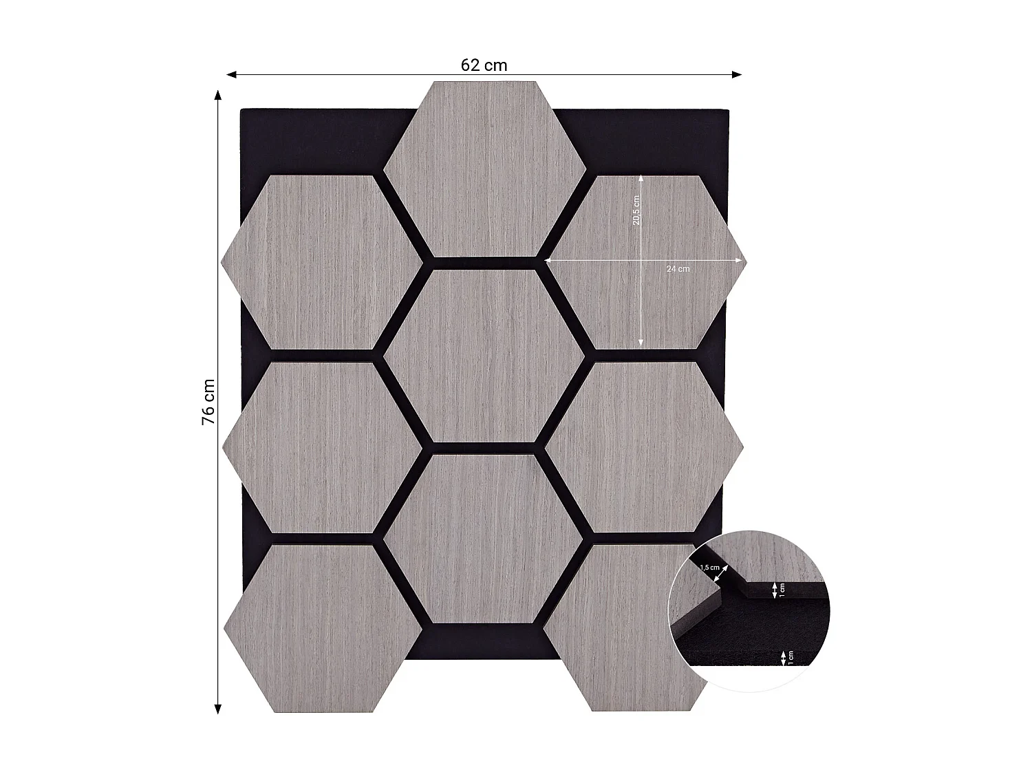 Wandpaneele 62x76x2 cm grau
