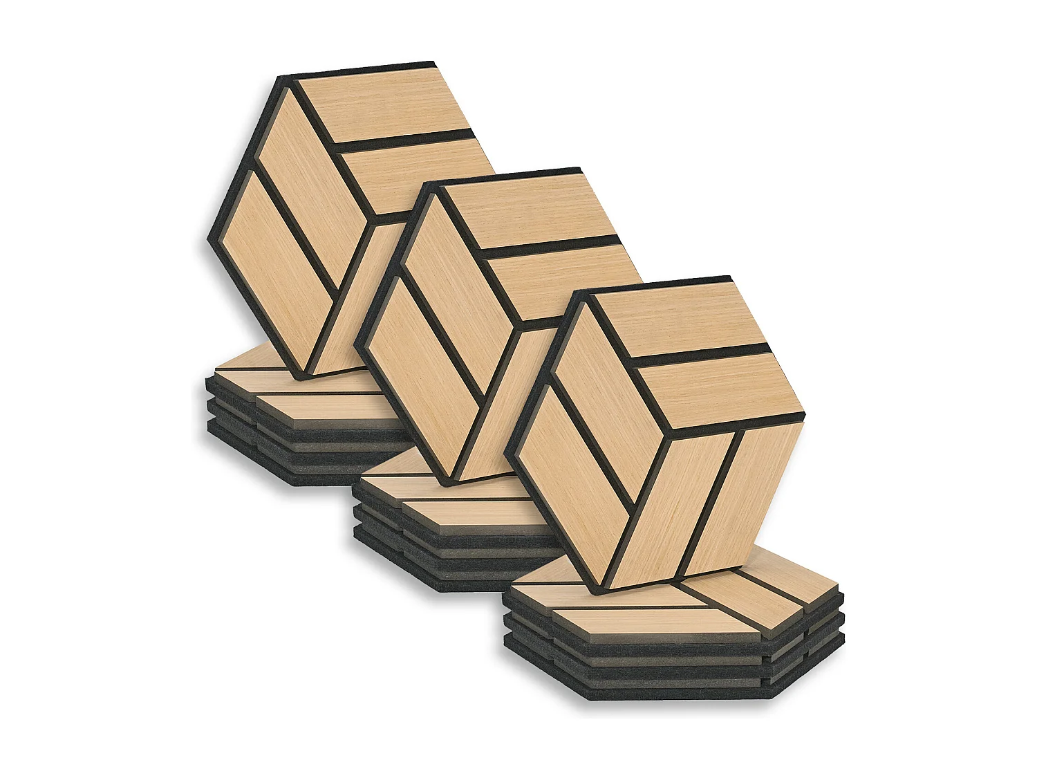 Akustikpaneele 30x26 cm Eiche Sechseck Wabenstruktur