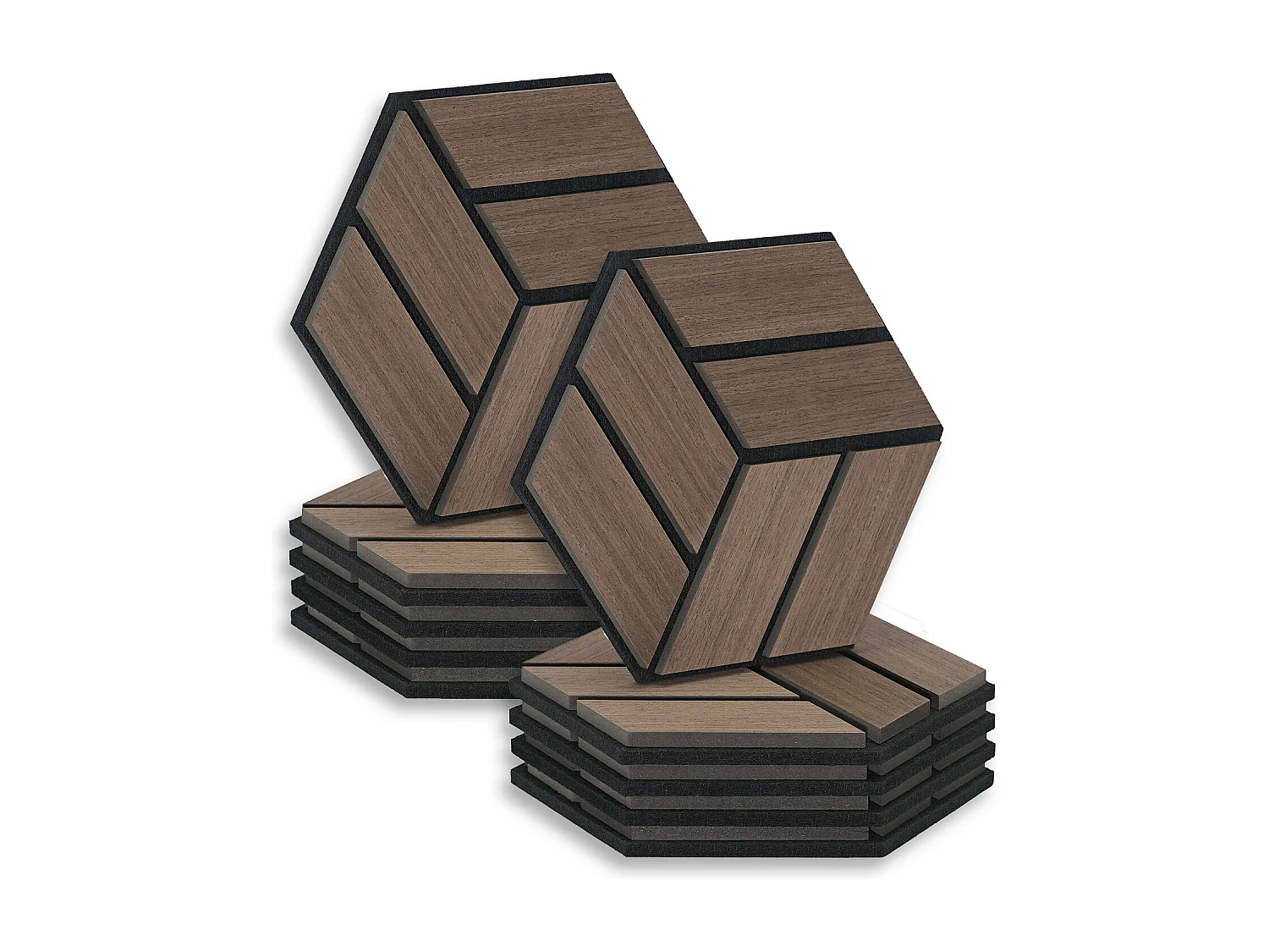 Akustikpaneele 30x26 cm Braun Sechseck Wabenstruktur