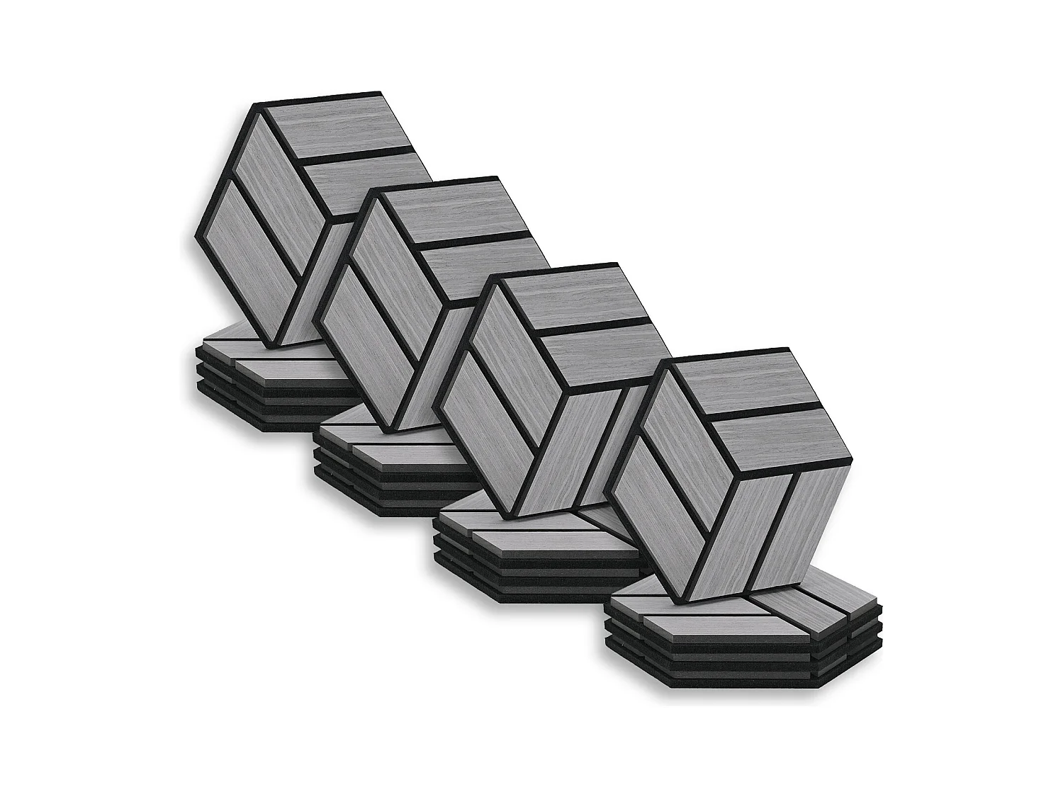 Akoestische Wandpanelen 30x26 cm Grijs Zeshoekige Honingraat 16-delige Set 3D