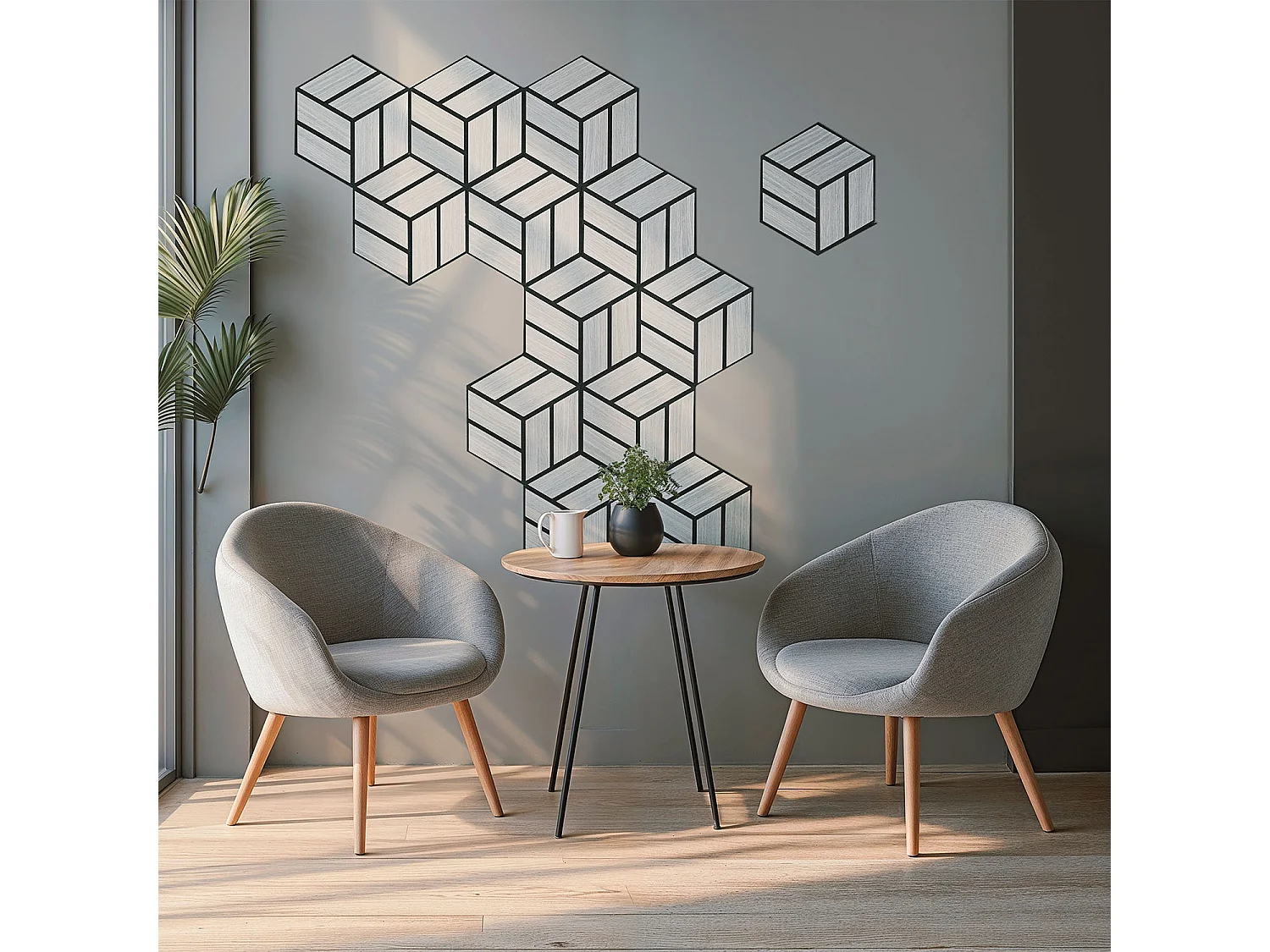 Panneaux Acoustiques Muraux 30x26 cm Gris Hexagone Nid d'abeille Ensemble de 16 pièces 3D